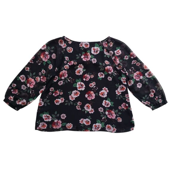 Cabi Blouse Womens Medium Garden Floral 3/4 Sleeve Sheer - Picture 8 of 11